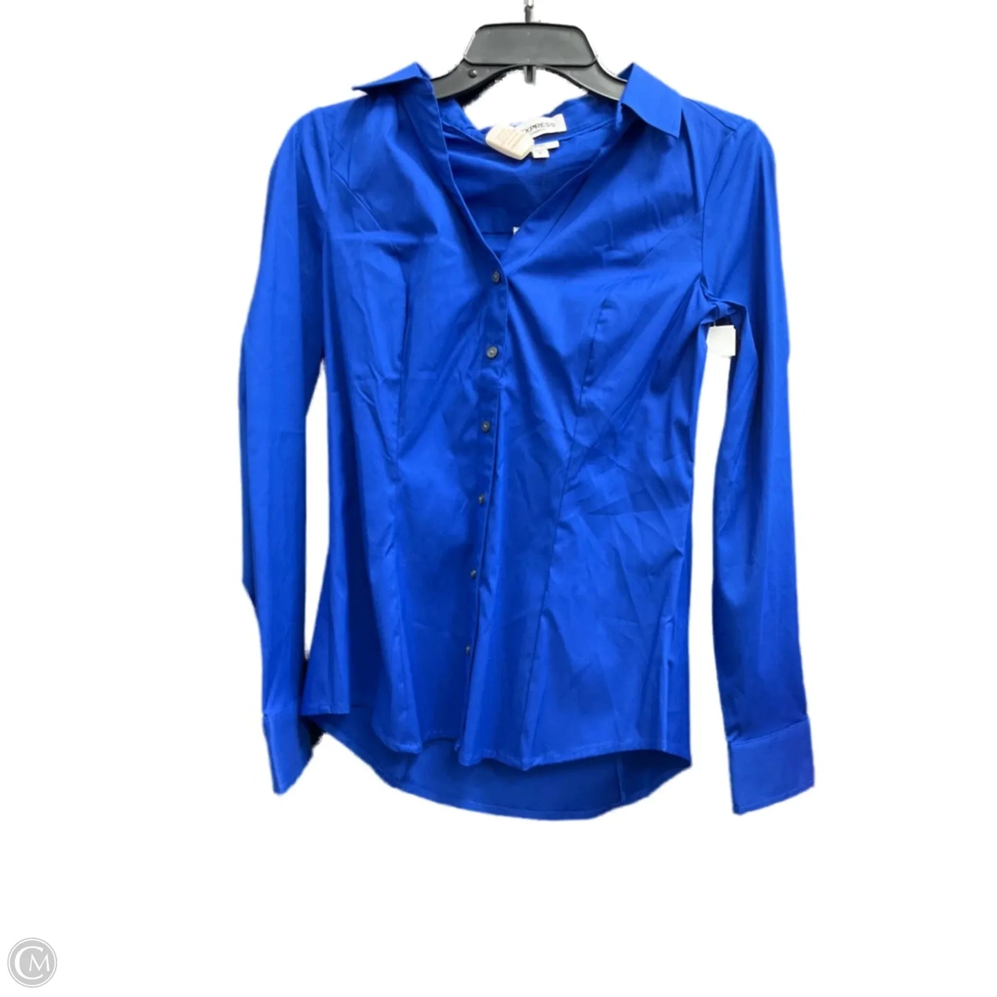 Blouse Long Sleeve By Exposure In Blue, Size: Sp