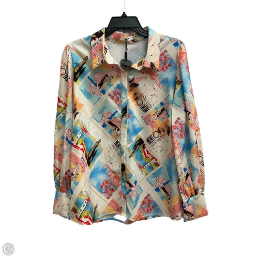 Blouse Long Sleeve By Clothes Mentor In Multi-colored, Size: L