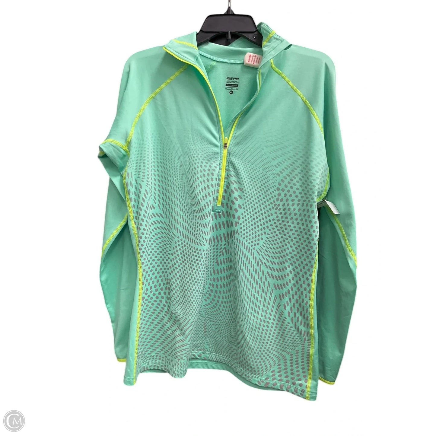Athletic Top Long Sleeve Collar By Nike Apparel In Green, Size: Xl