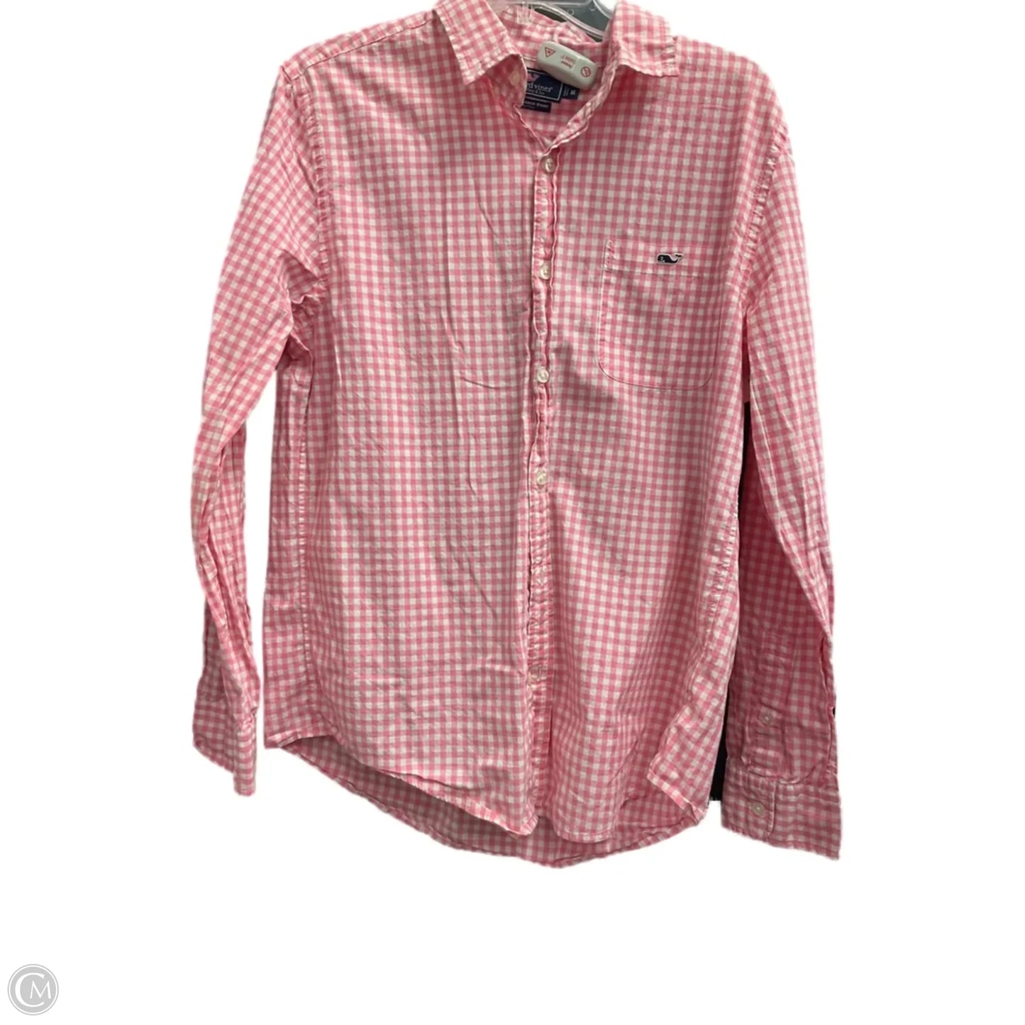 Blouse Long Sleeve By Vineyard Vines In Checkered Pattern, Size: M