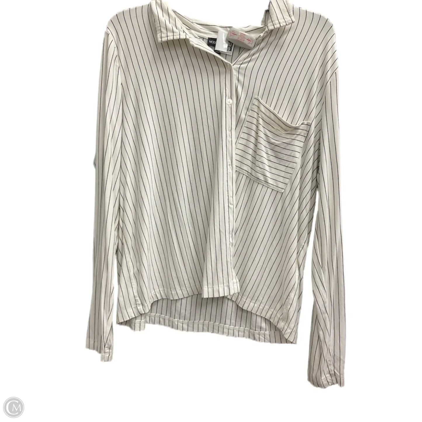 Blouse Long Sleeve By Modern Works In Striped Pattern, Size: L