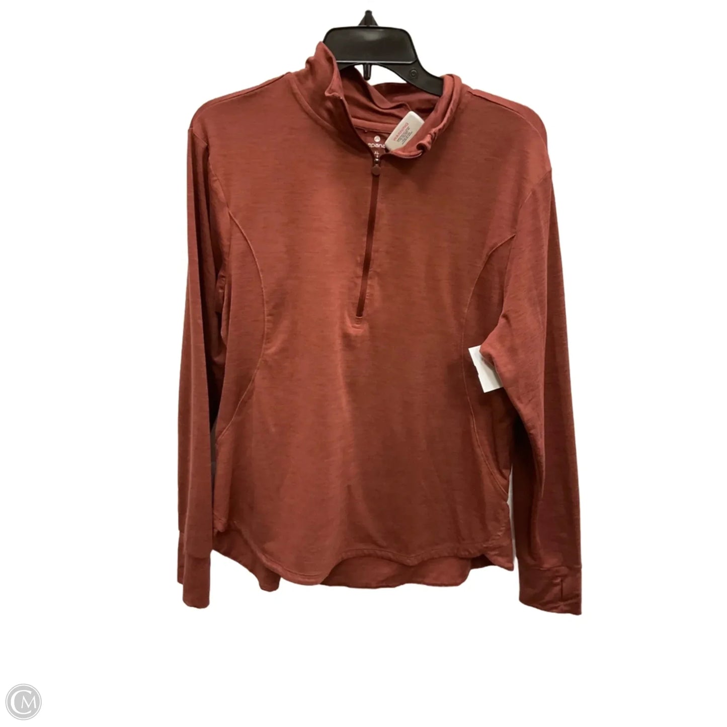 Athletic Top Long Sleeve Collar By Apana In Orange, Size: Xl