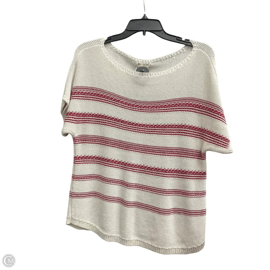 Vest Sweater By Chicos In Red & White, Size: M