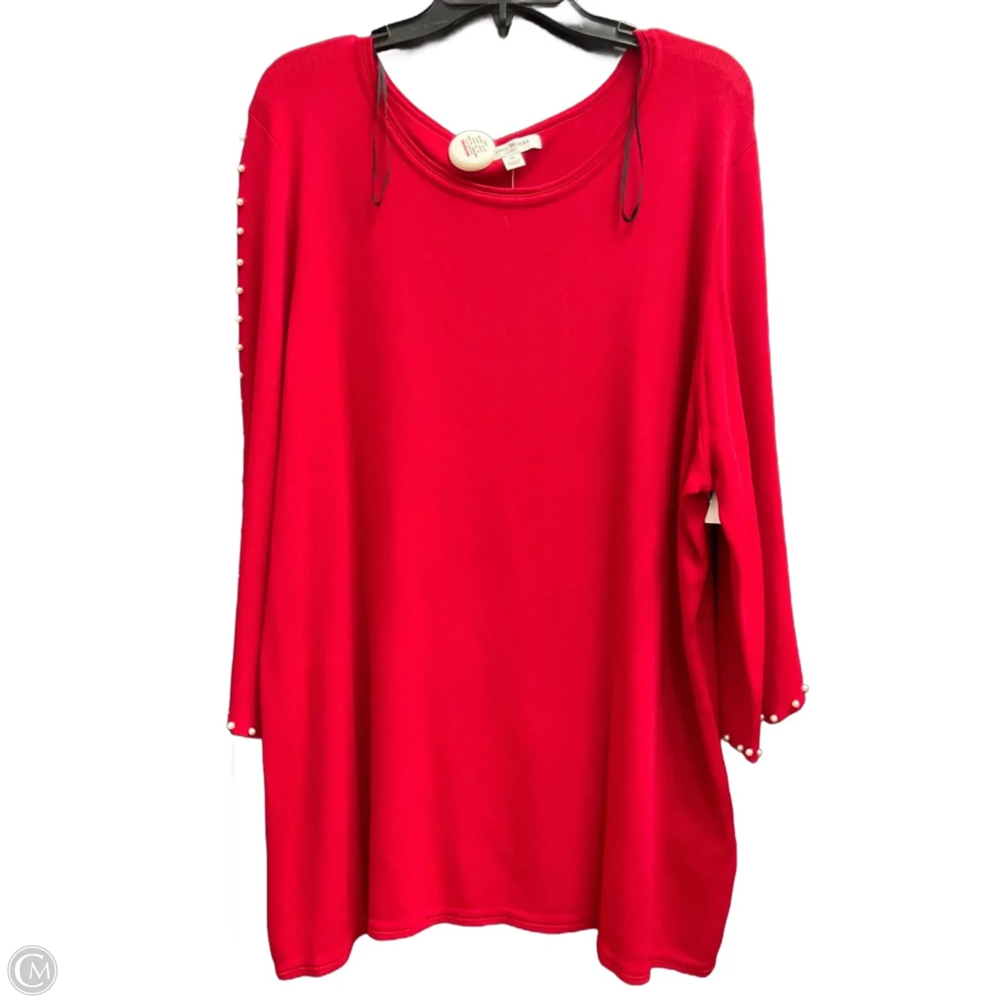 Top 3/4 Sleeve By Studio Works In Red, Size: 3x
