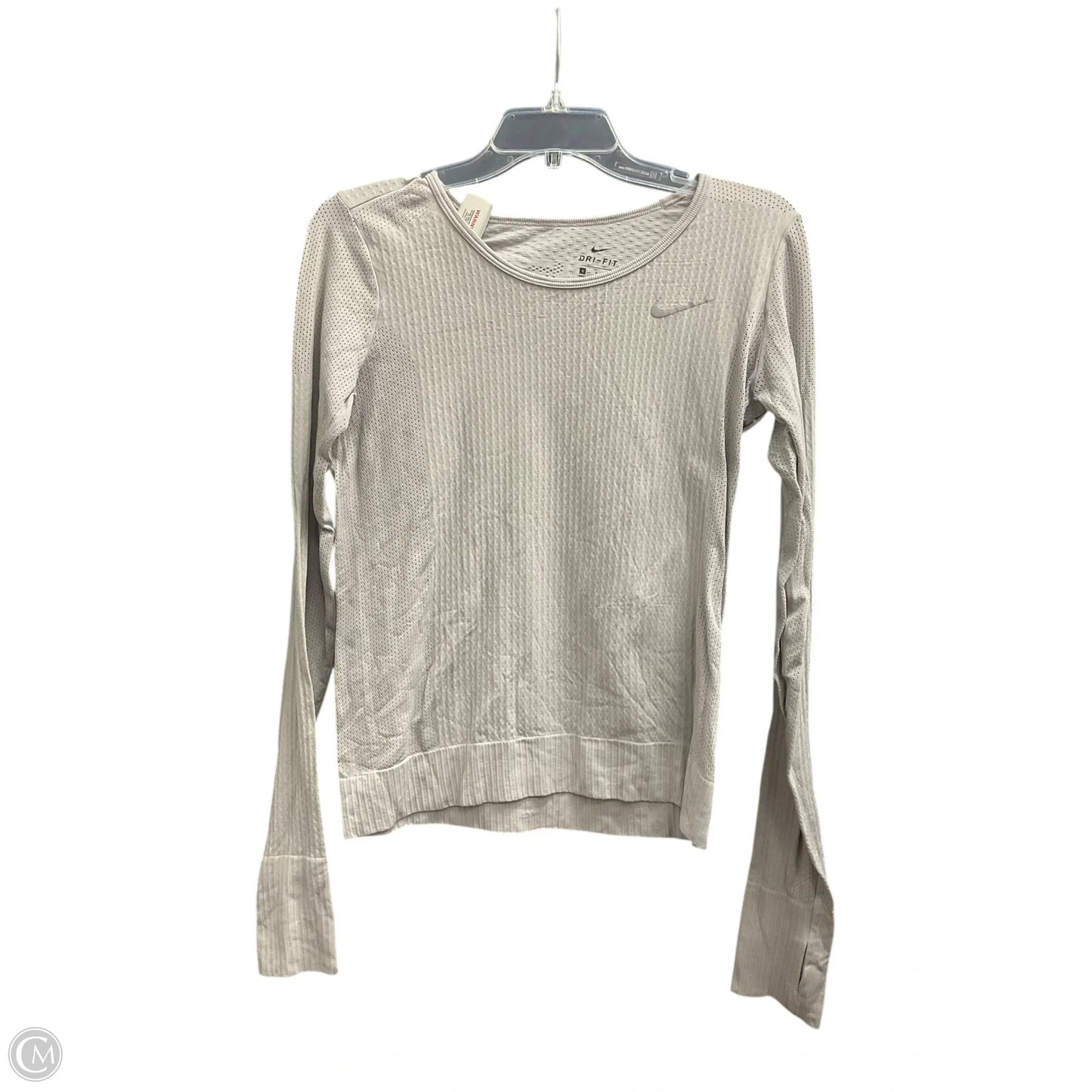 Athletic Top Long Sleeve Collar By Nike Apparel In Grey, Size: S