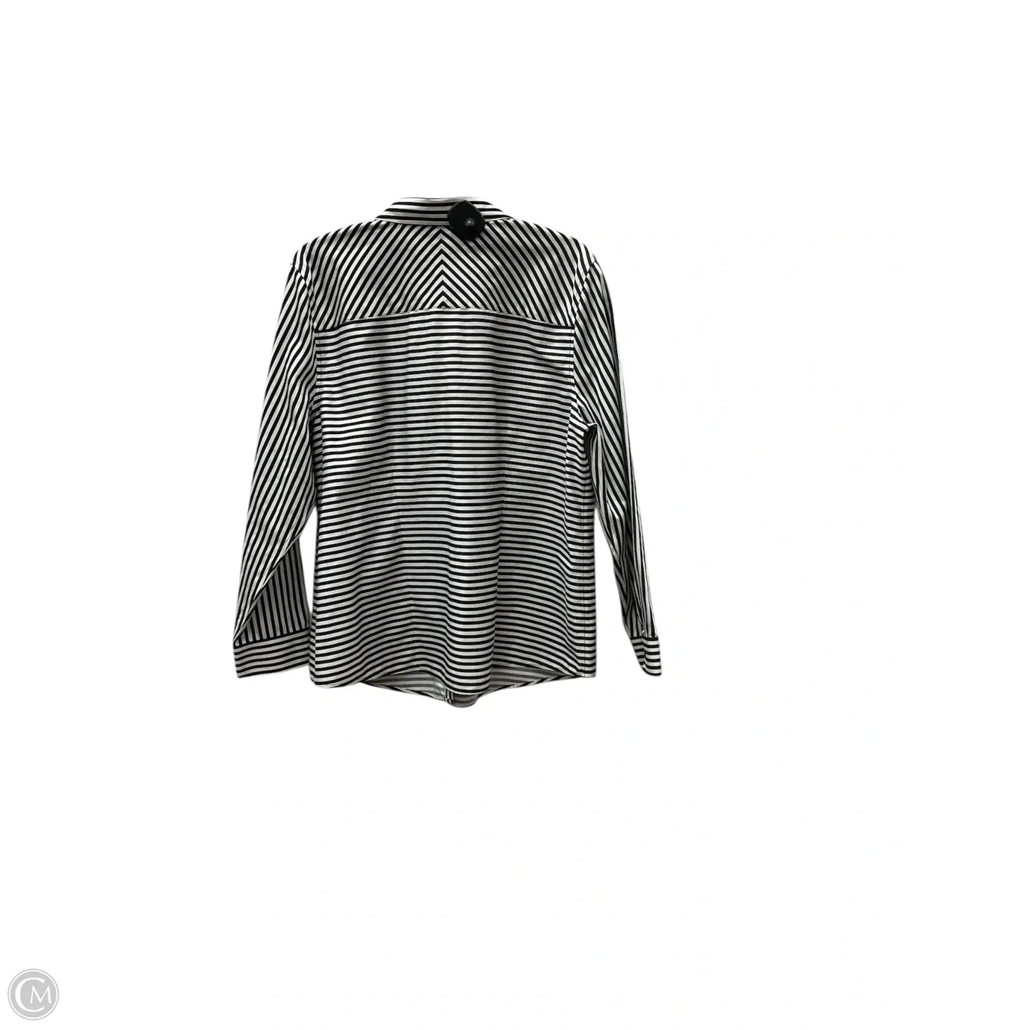 Blouse Long Sleeve By Chicos In Striped Pattern, Size: Xl