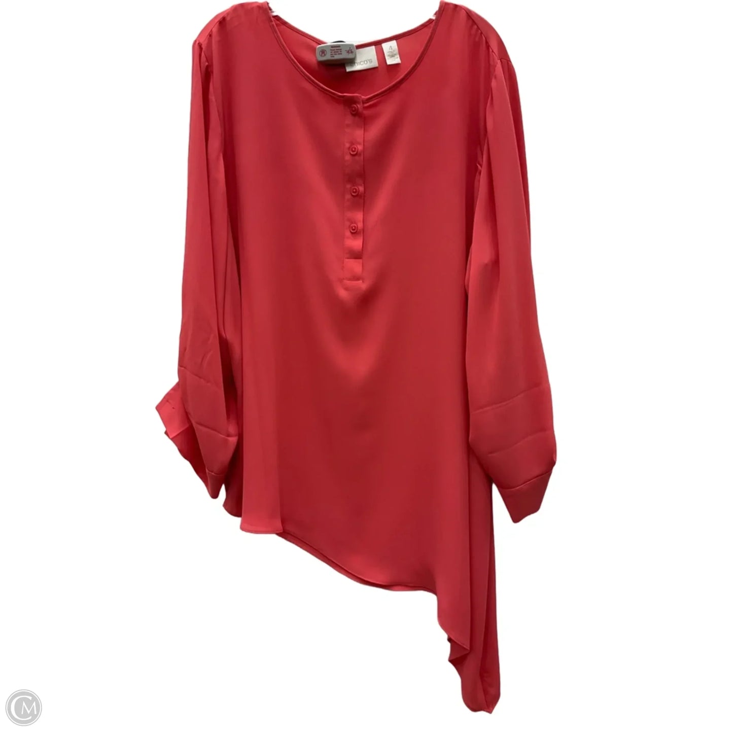 Top Long Sleeve By Chicos In Coral, Size: Xxl