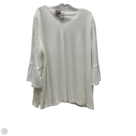 Top 3/4 Sleeve By Chicos In White, Size: Xxl