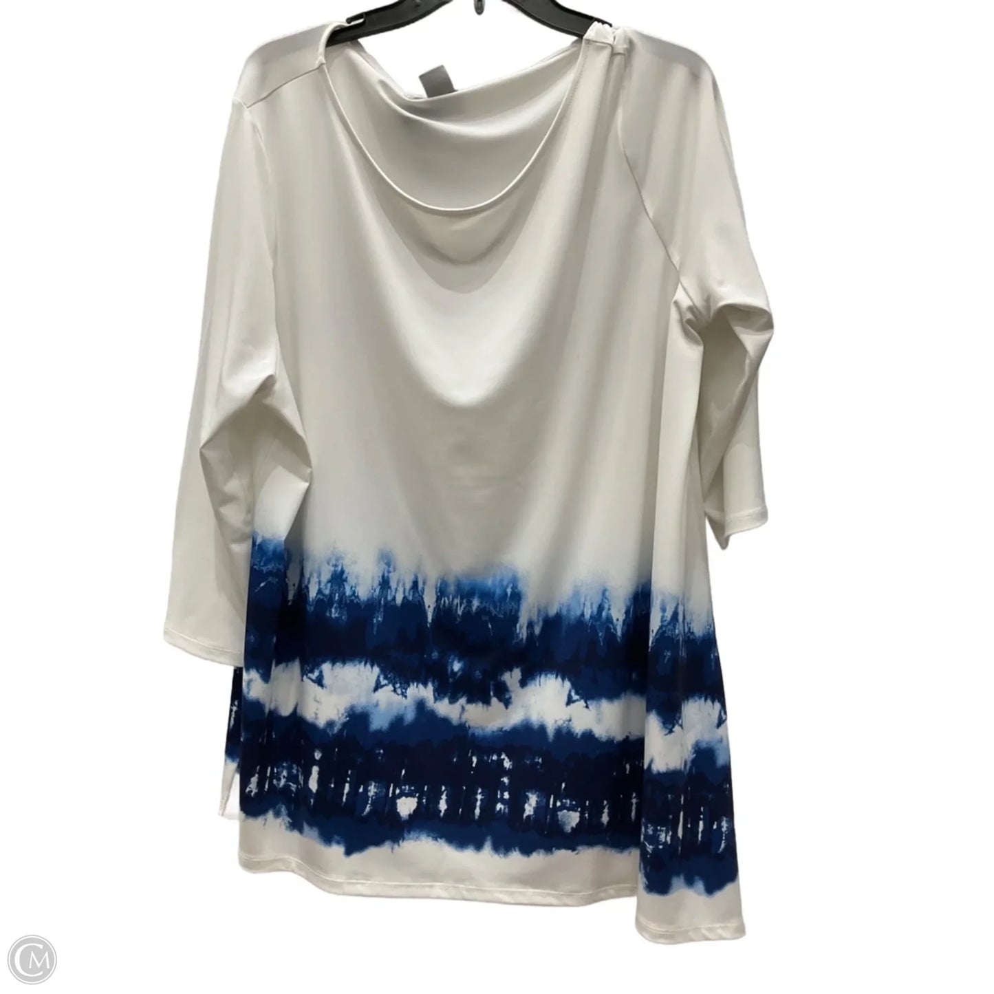 Top Long Sleeve By Chicos In Blue & White, Size: Xxl