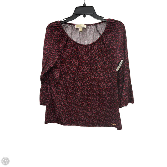 Top 3/4 Sleeve By Michael By Michael Kors In Black & Red, Size: S