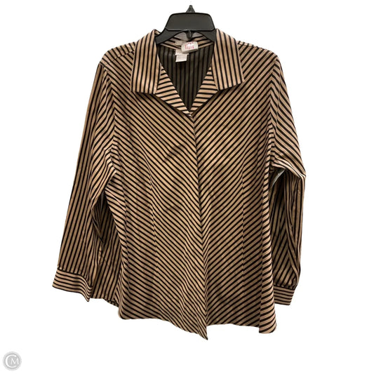 Blouse Long Sleeve By Chicos In Striped Pattern, Size: Xl