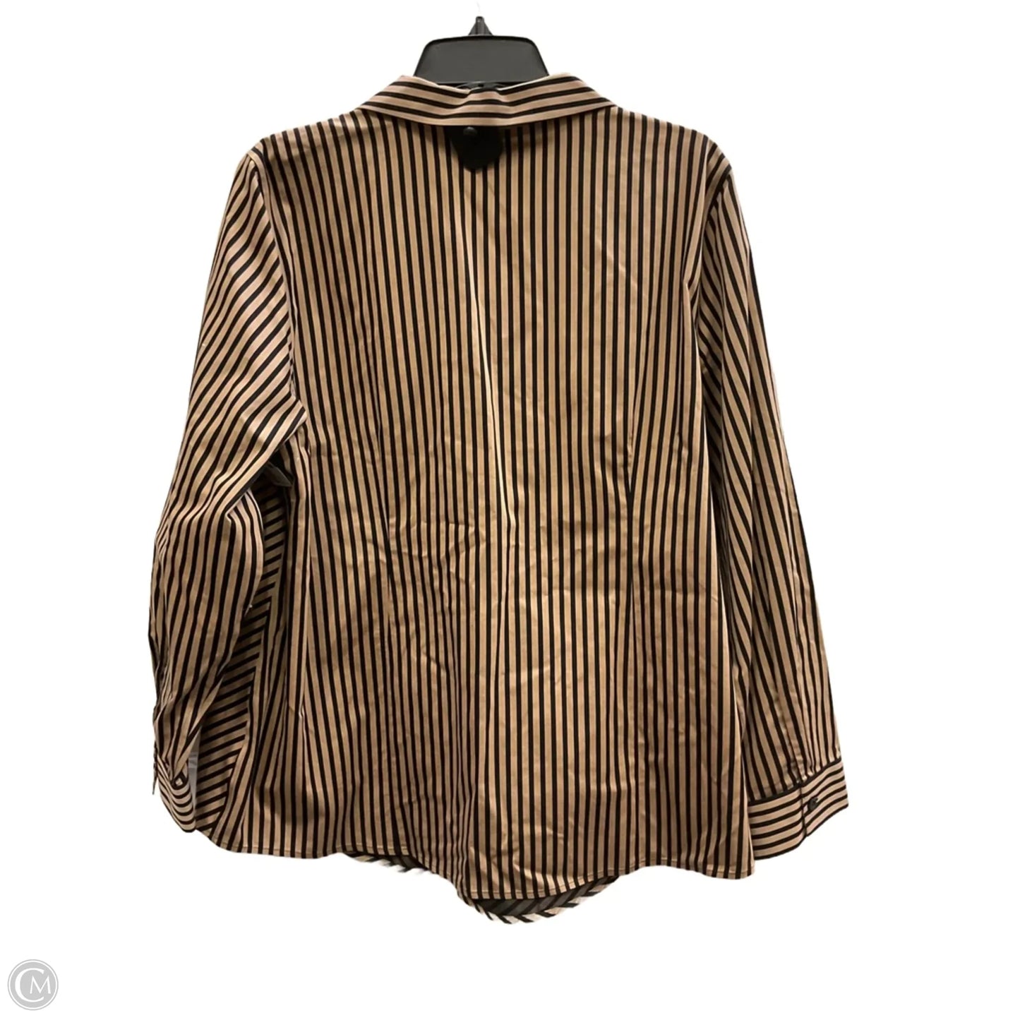 Blouse Long Sleeve By Chicos In Striped Pattern, Size: Xl