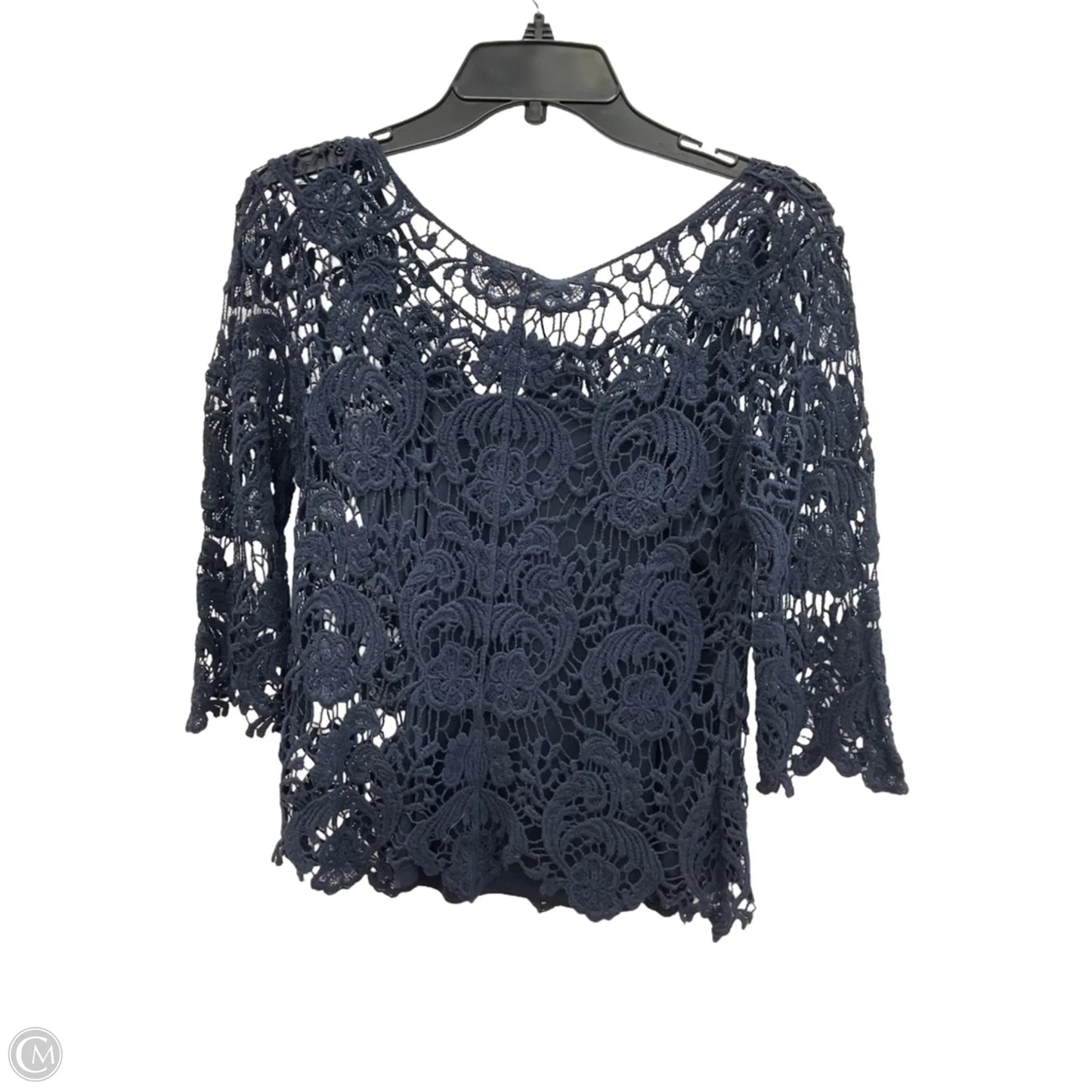 Top 3/4 Sleeve By Adiva In Navy, Size: S