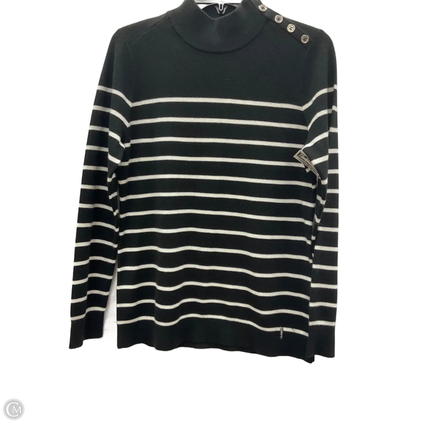 Top Long Sleeve By Calvin Klein In Striped Pattern, Size: M