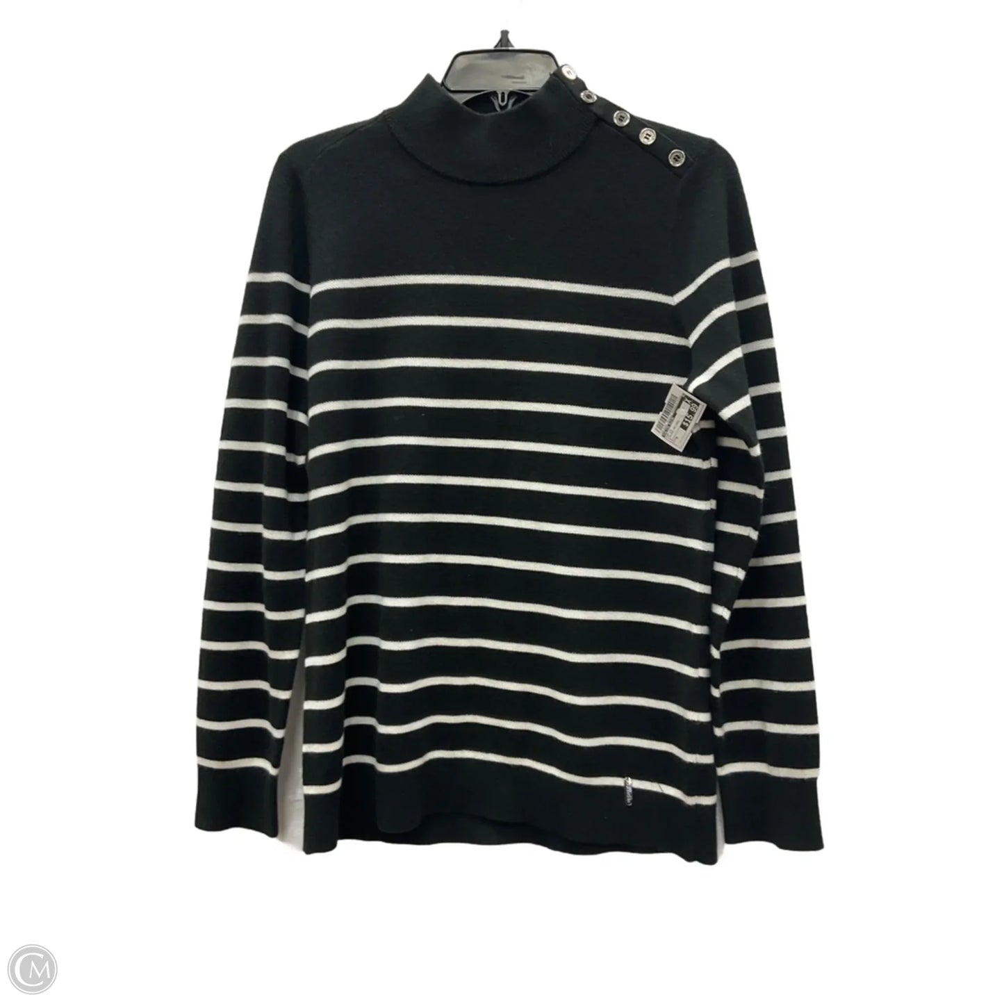 Top Long Sleeve By Calvin Klein In Striped Pattern, Size: M