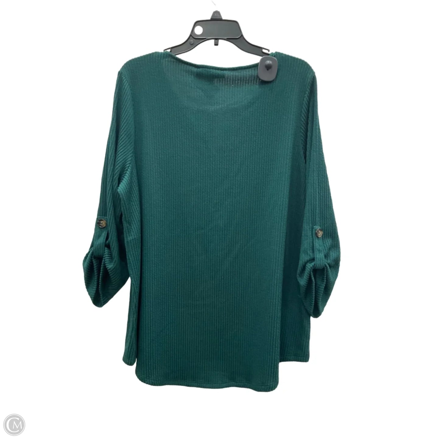 Top 3/4 Sleeve By Fred David In Green, Size: 1x