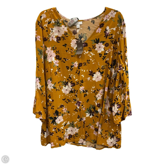 Top Long Sleeve By J. Jill In Floral Print, Size: Xl
