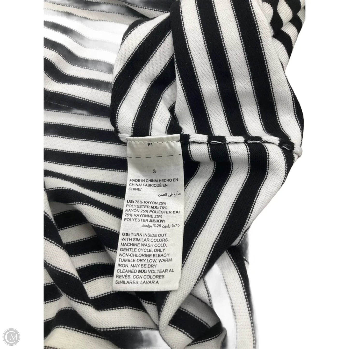 Top Long Sleeve By Chicos In Black & White, Size: Xxl