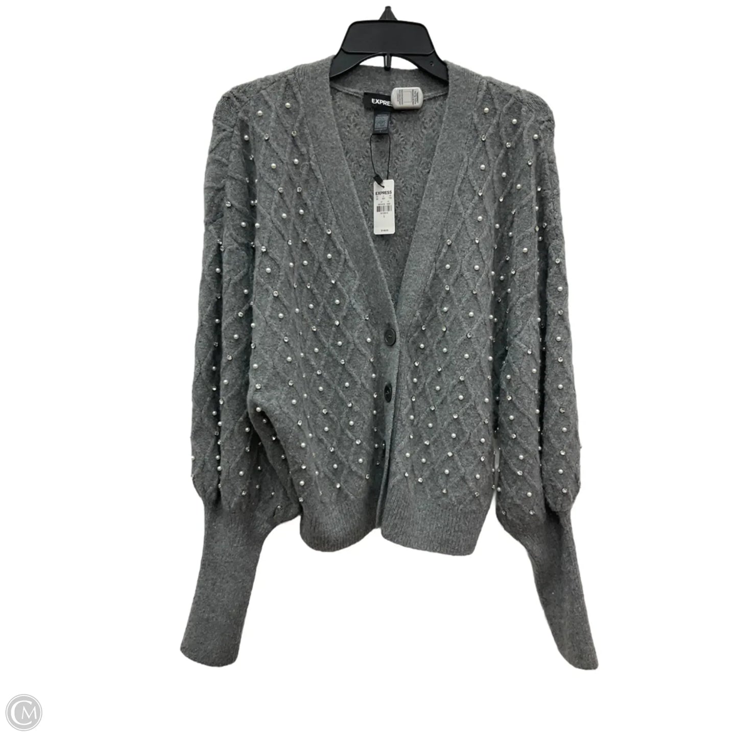 Cardigan By Express In Grey, Size: L