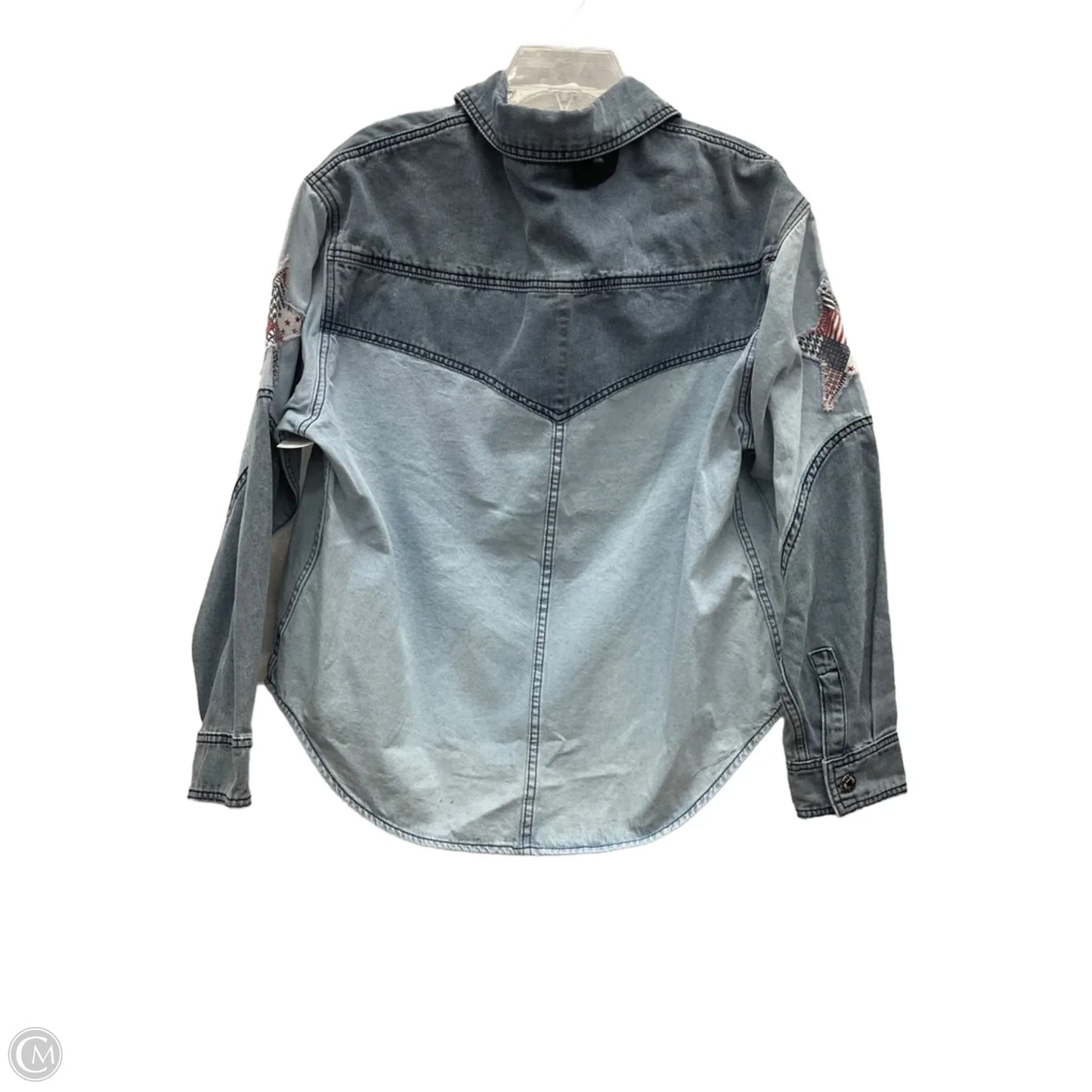 Blouse Long Sleeve By Bluivy In Blue Denim, Size: M