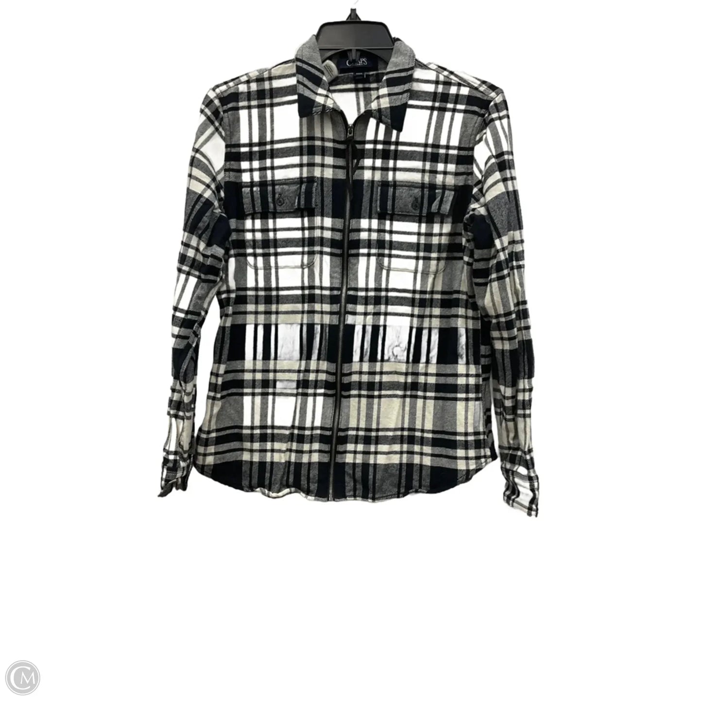 Jacket Shirt By Chaps In Plaid Pattern, Size: M