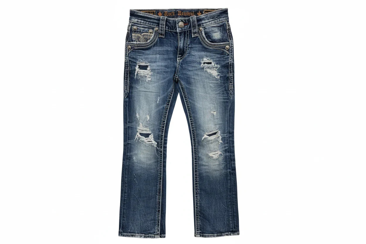 Jeans Boot Cut By Rock Revival In Blue Denim, Size: 4
