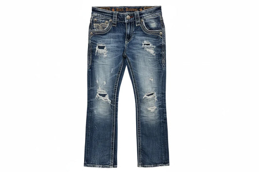 Jeans Boot Cut By Rock Revival In Blue Denim, Size: 4
