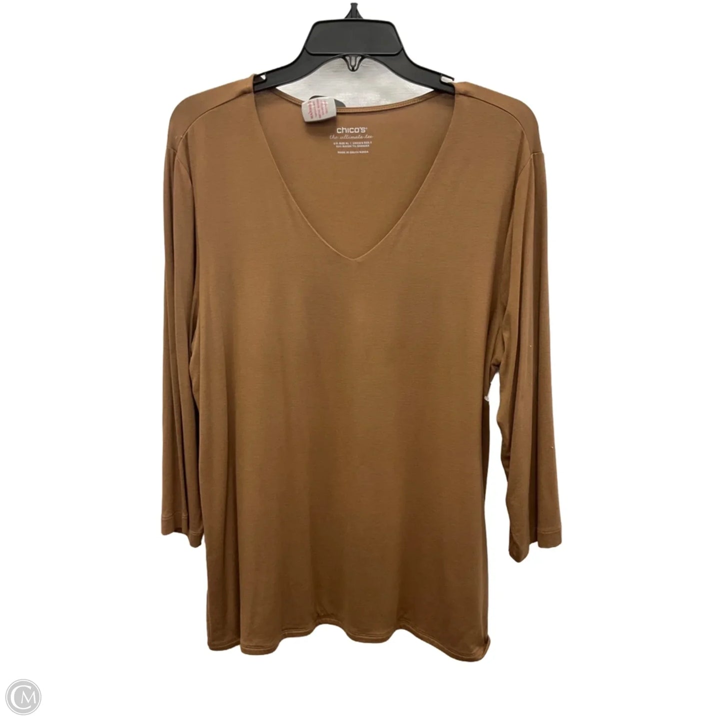 Top 3/4 Sleeve By Chicos In Brown, Size: Xl