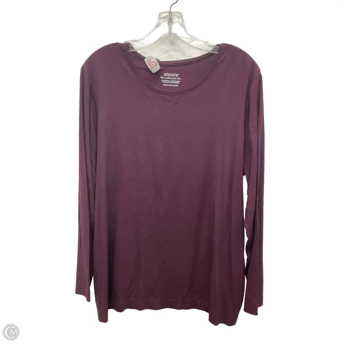 Top 3/4 Sleeve By Chicos In Maroon, Size: Xl