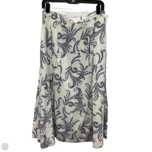 Skirt Midi By Banana Republic In Blue & White, Size: 4