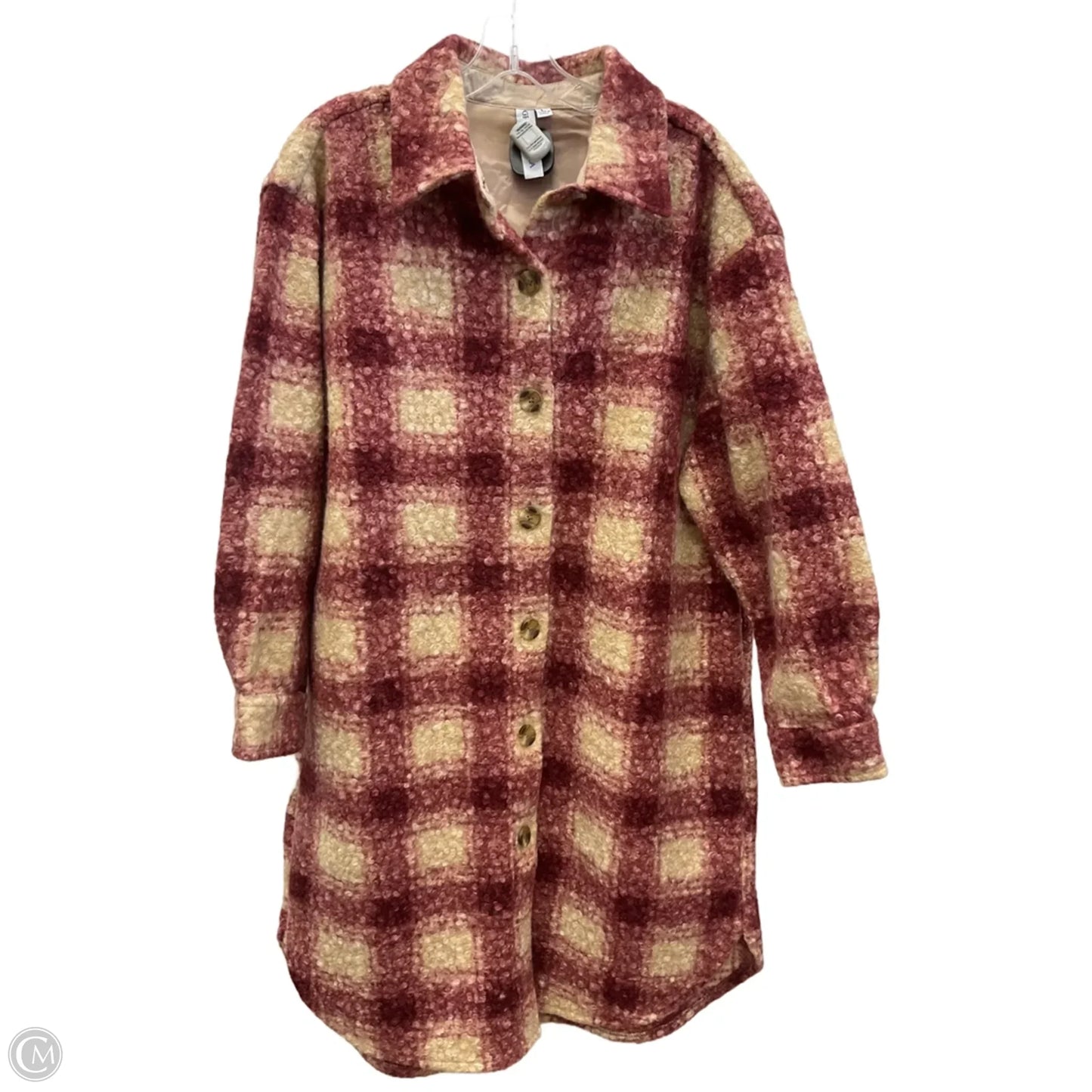 Jacket Shirt By Grace + Karma In Pink, Size: L