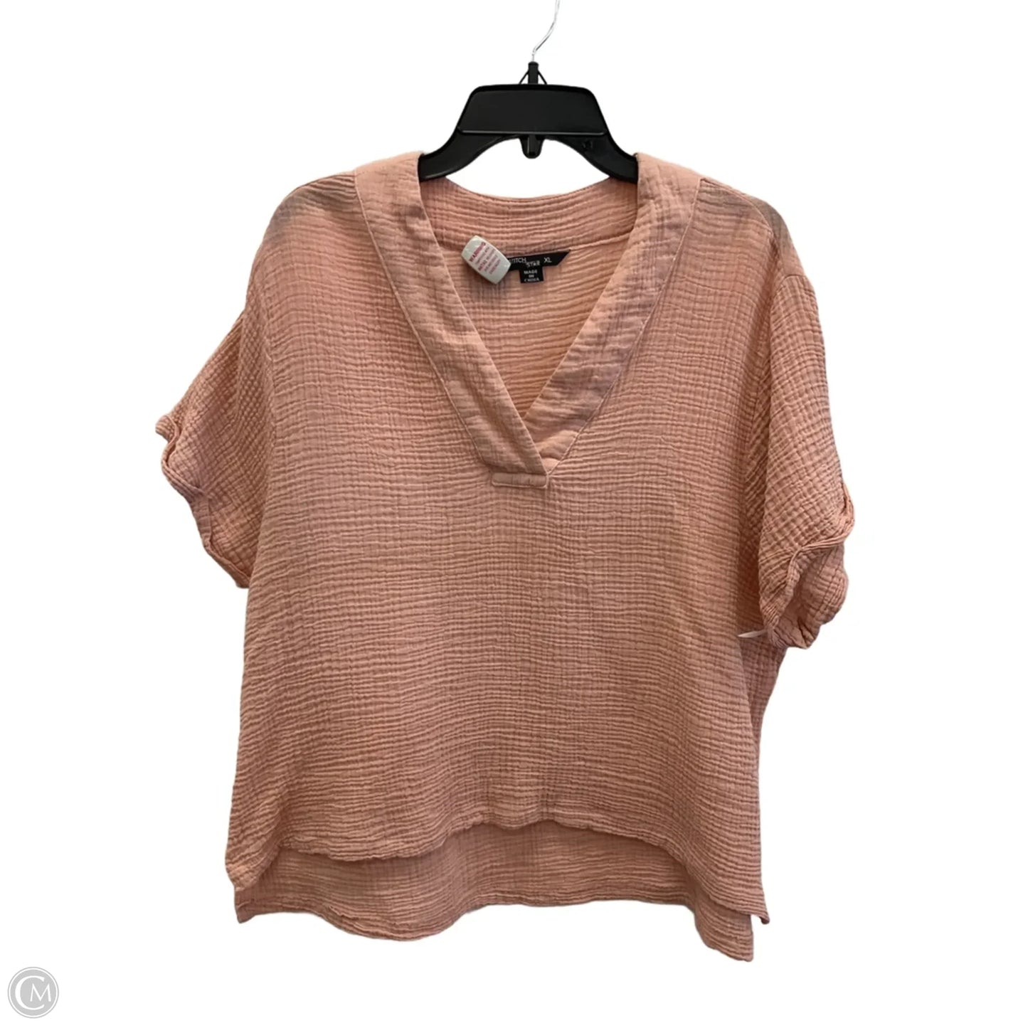Top Short Sleeve By Stitch Star In Peach, Size: Xl