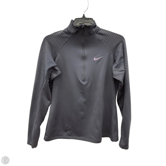 Athletic Top Long Sleeve Collar By Nike Apparel In Grey, Size: M