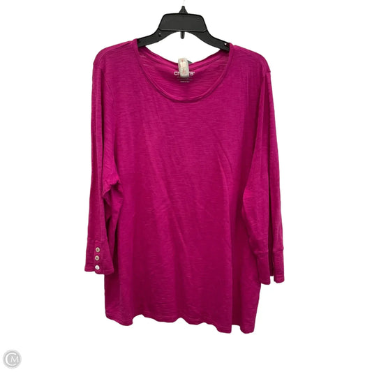 Top 3/4 Sleeve By Chicos In Pink, Size: Xxl