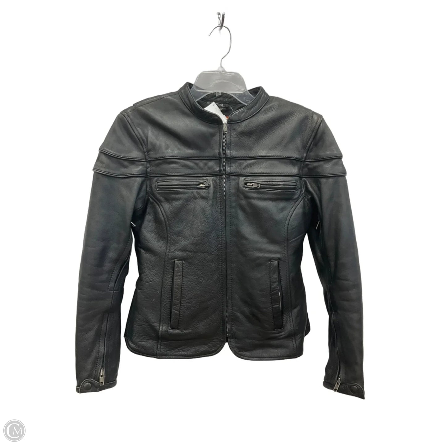 Jacket Moto Leather By Cmb In Black, Size: S