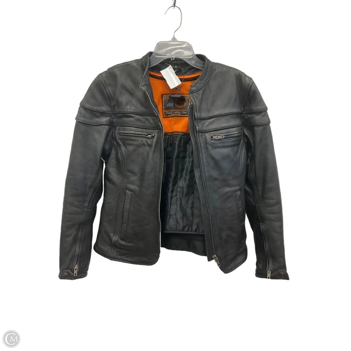 Jacket Moto Leather By Cmb In Black, Size: S