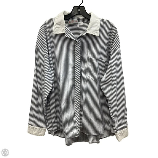 Blouse Long Sleeve By Kaileigh In Striped Pattern, Size: Xl