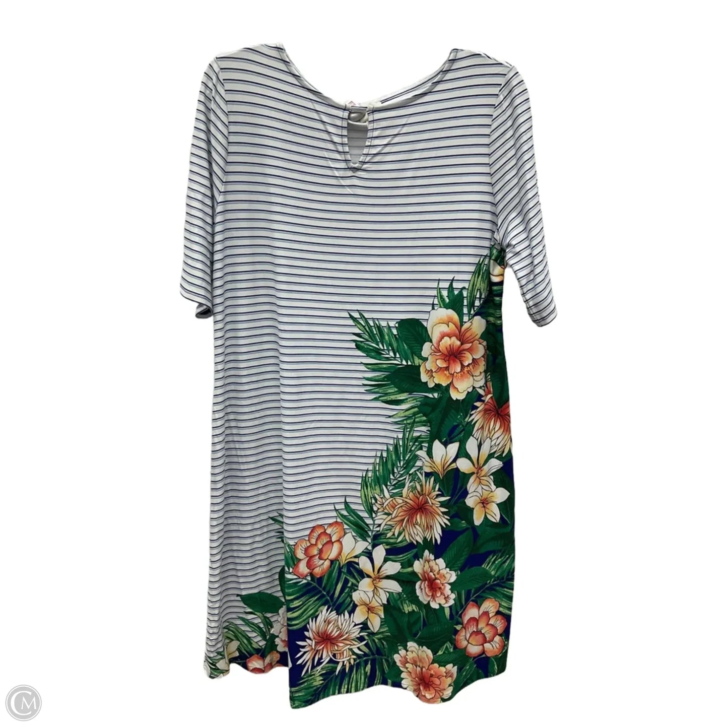 Dress Casual Midi By Chicos In Striped Pattern, Size: L