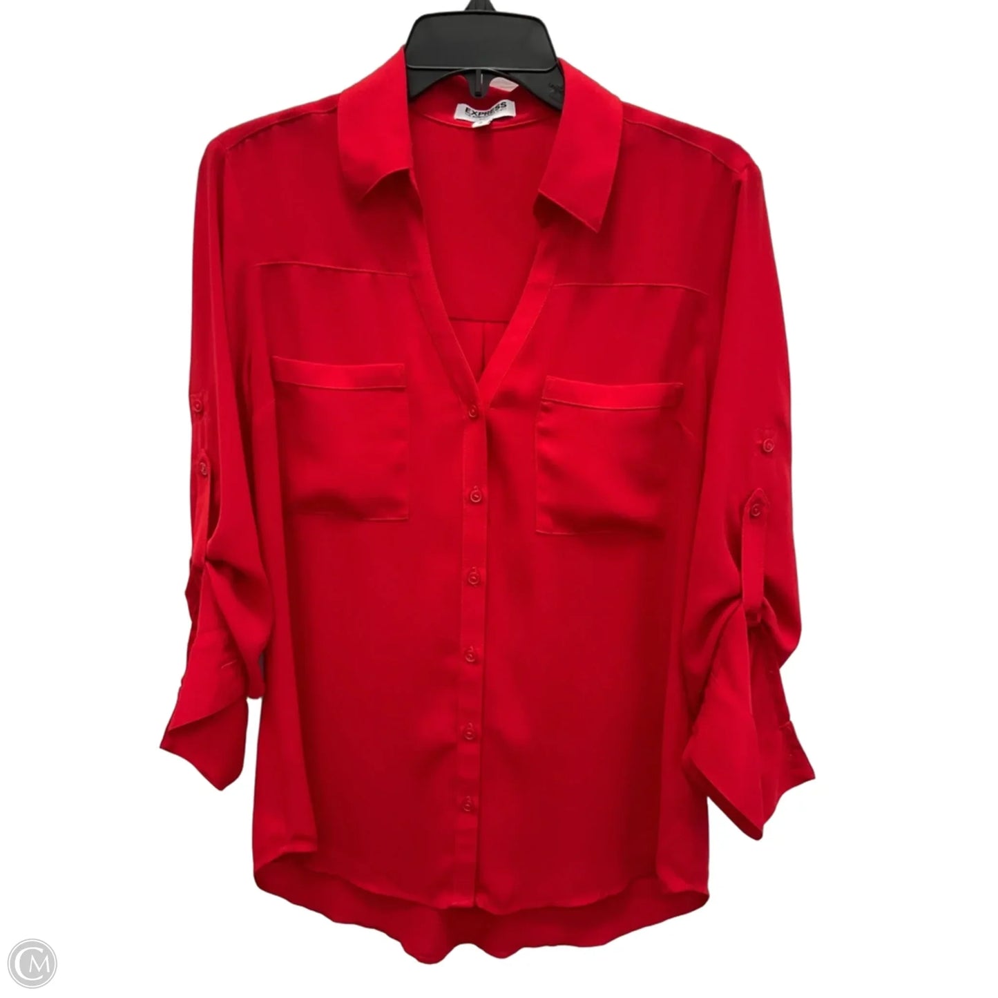 Blouse Long Sleeve By Express In Red, Size: M
