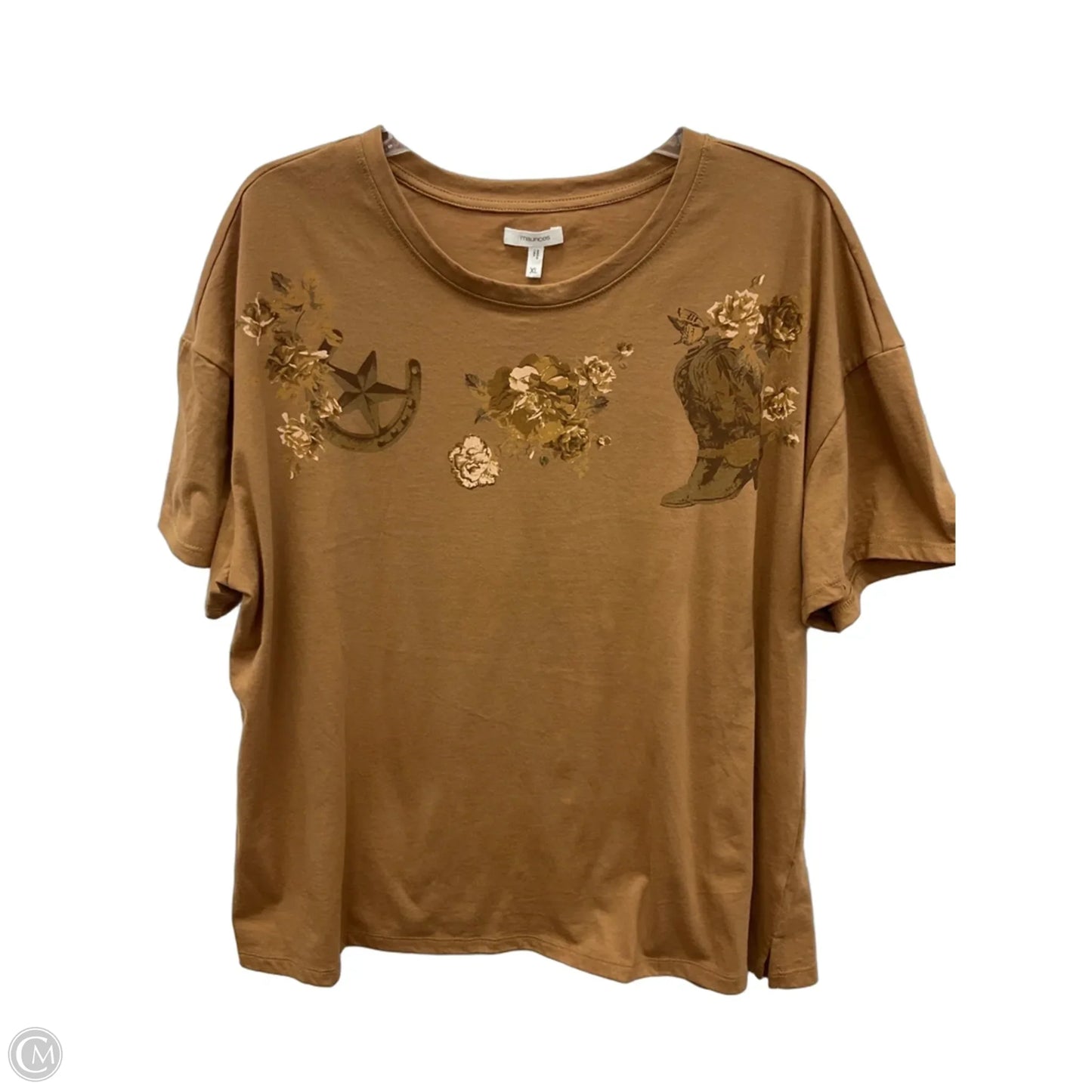 Top Short Sleeve Basic By Maurices In Brown, Size: Xl