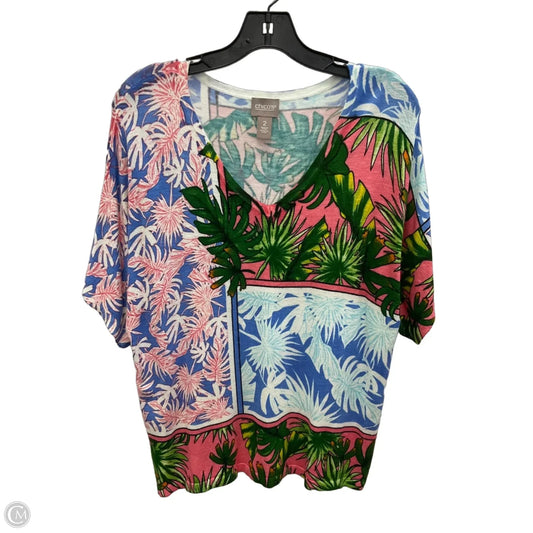 Top Short Sleeve By Chicos In Multi-colored, Size: L