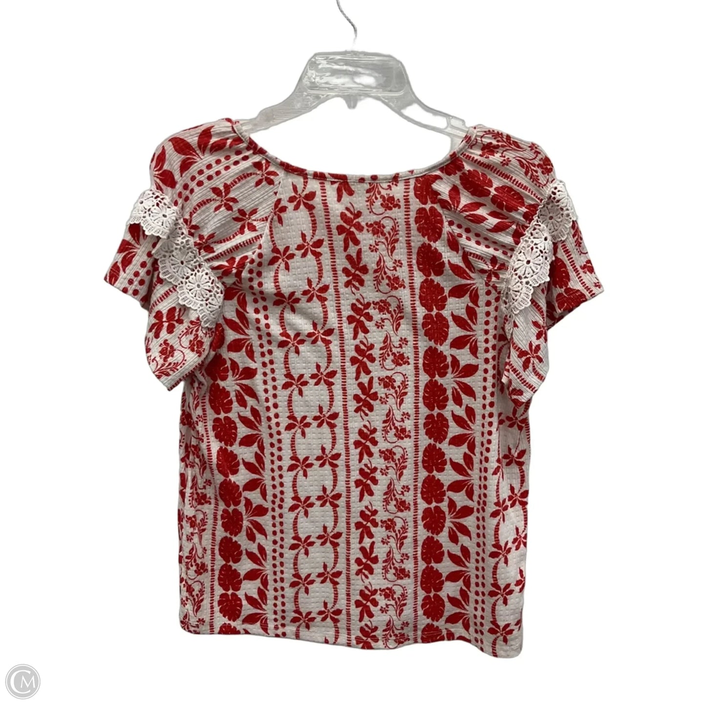 Top Short Sleeve By Como Blu In Red & White, Size: M