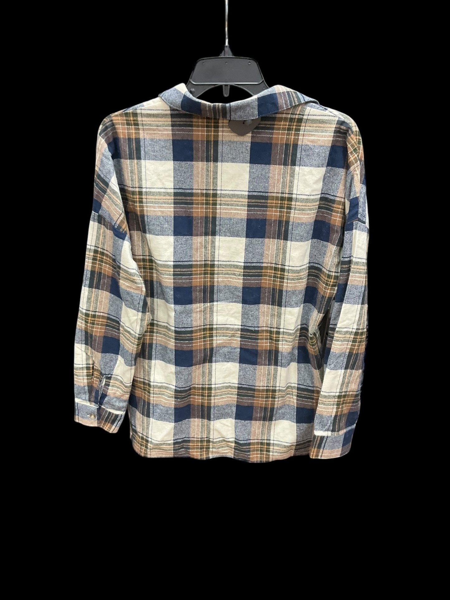 Blouse Long Sleeve By Ny Collection In Plaid Pattern, Size: M