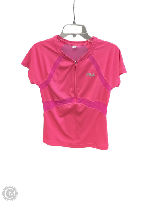 Athletic Top Short Sleeve By Fila In Pink, Size: M