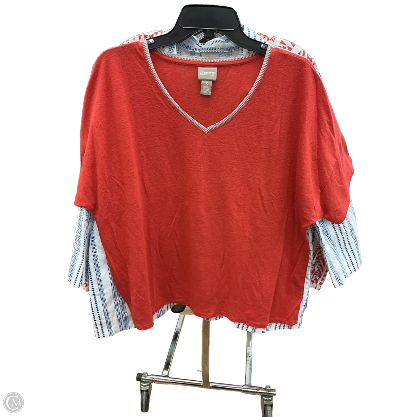 Top Short Sleeve By Chicos In Orange, Size: Xl