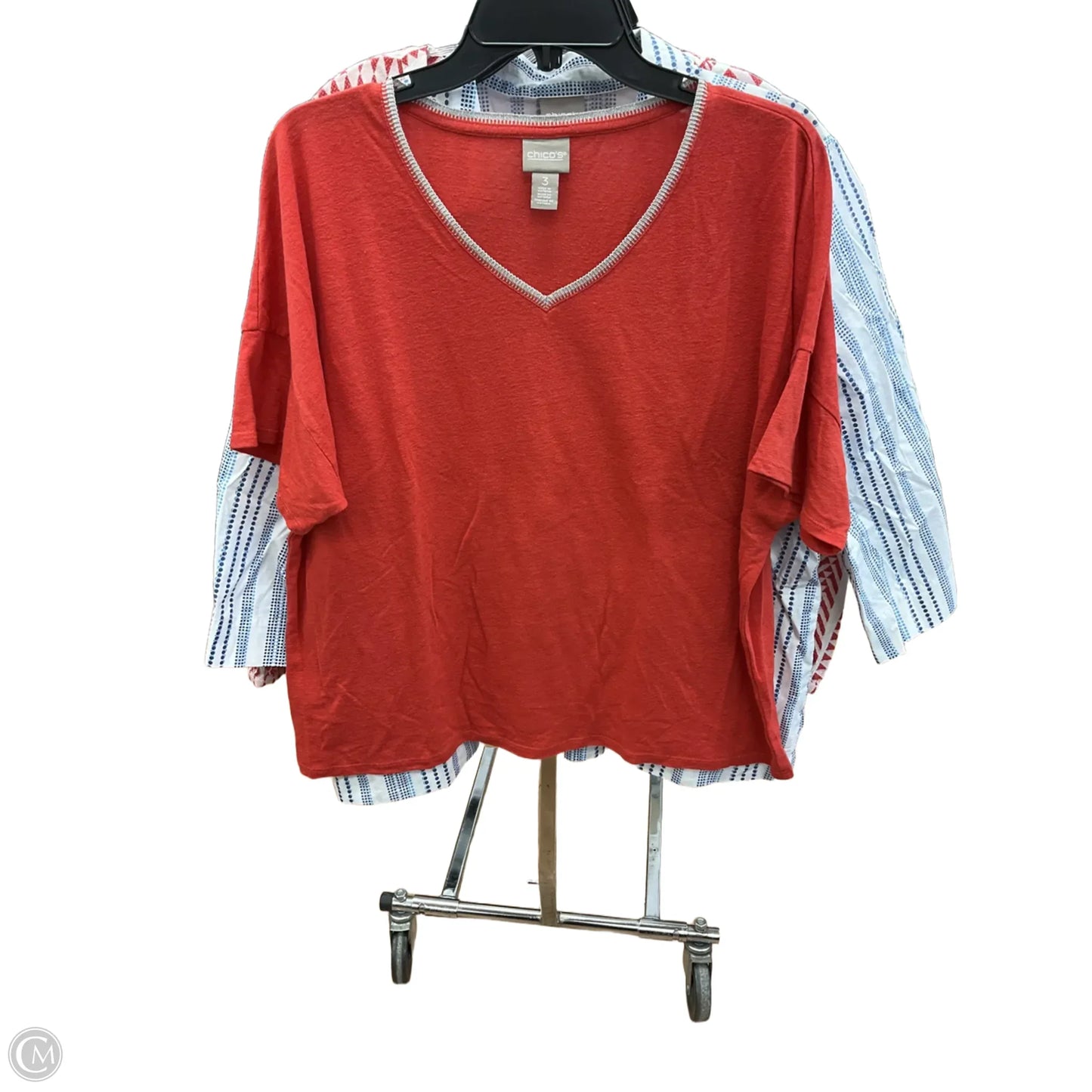 Top Short Sleeve By Chicos In Orange, Size: Xl