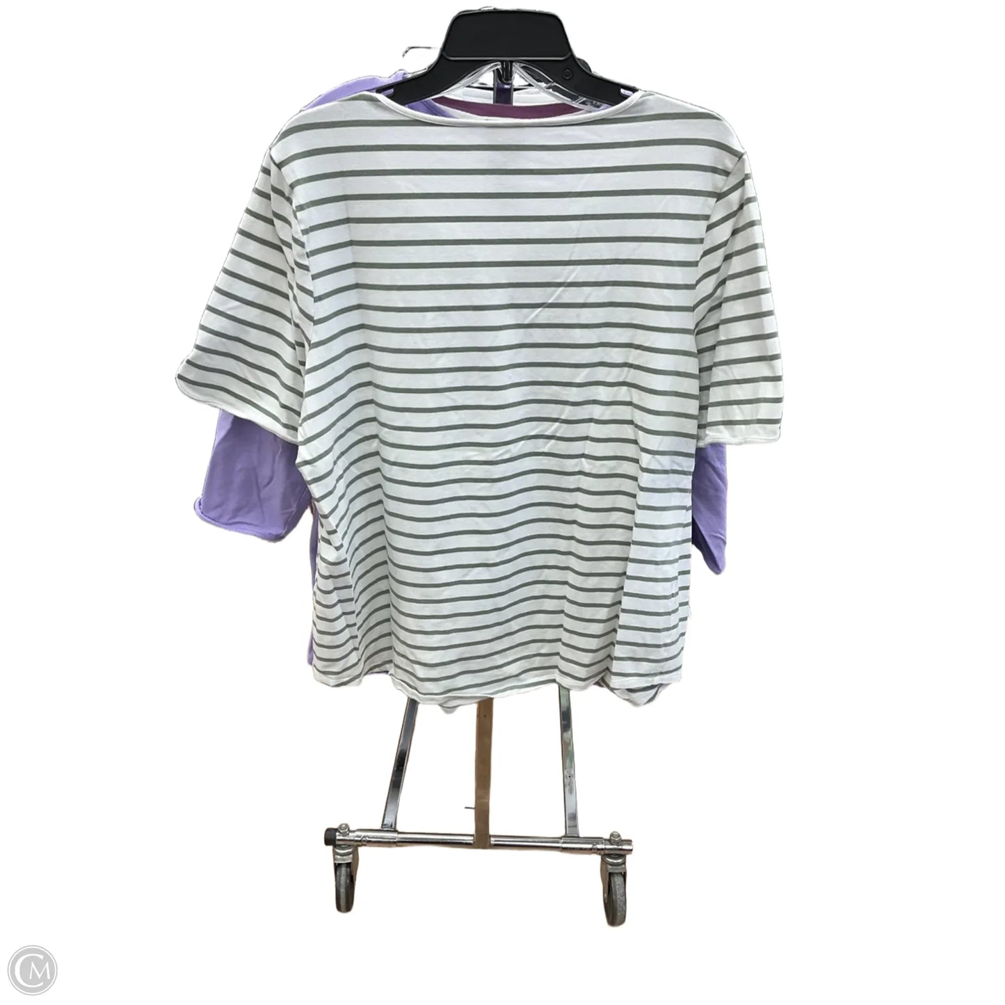 Top Short Sleeve By Chicos In Striped Pattern, Size: Xl