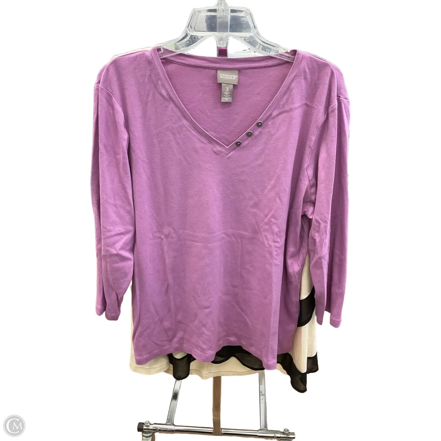 Top Long Sleeve Basic By Chicos In Purple, Size: Xl