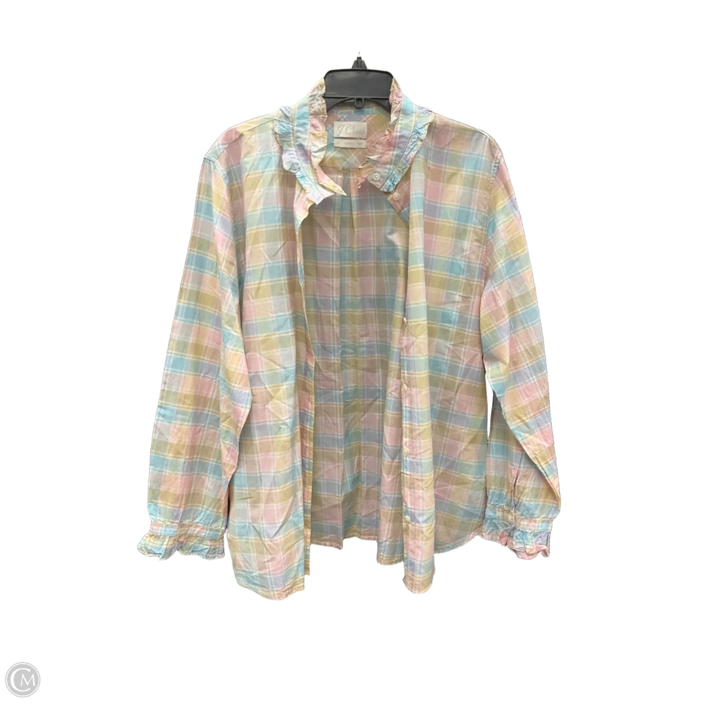Blouse Long Sleeve By J. Crew In Plaid Pattern, Size: 20