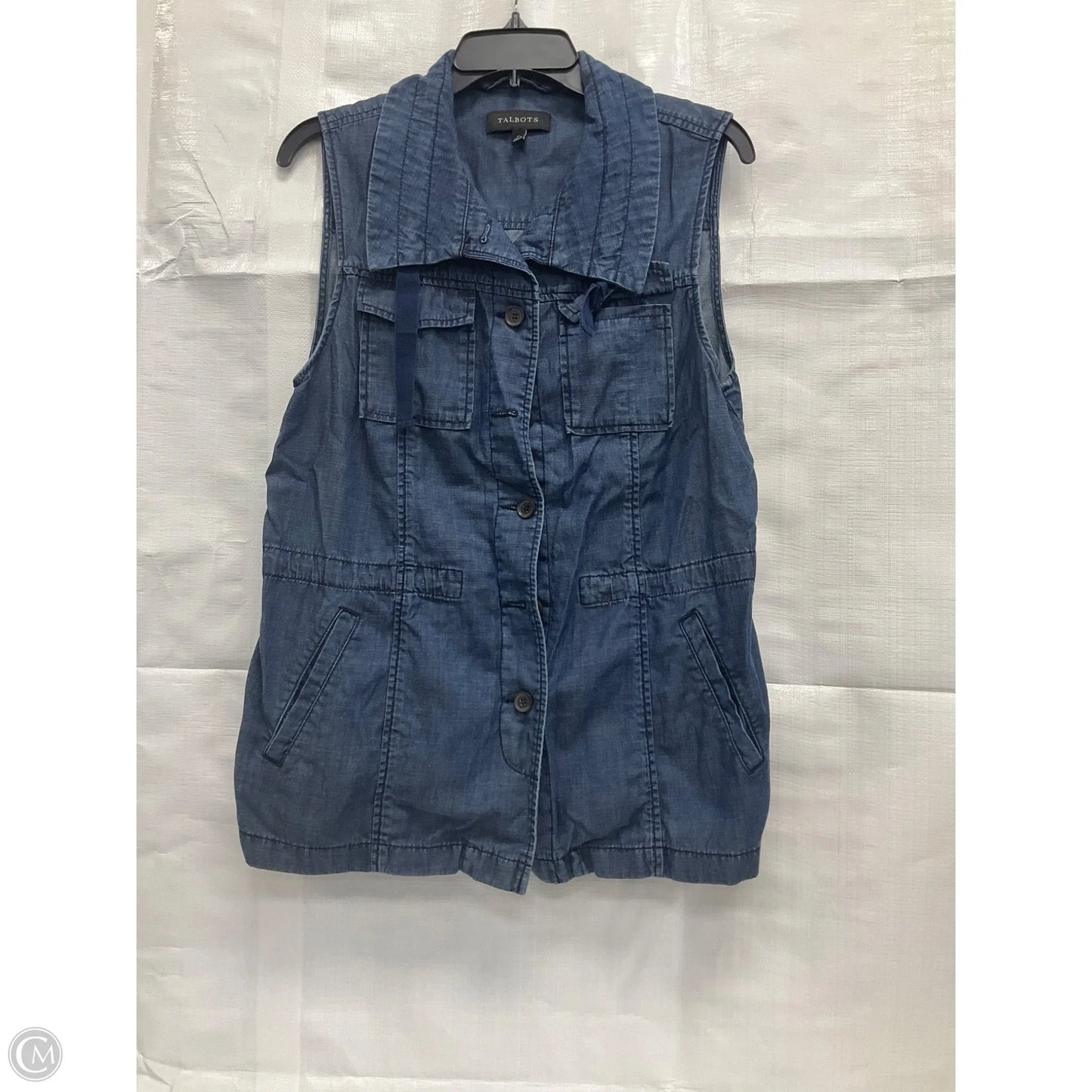 Vest Faux Fur & Sherpa By Talbots In Blue Denim, Size: M